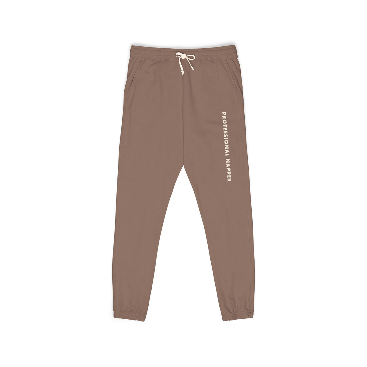Professional Napper Joggers in espresso, front flat lay showing the leg print