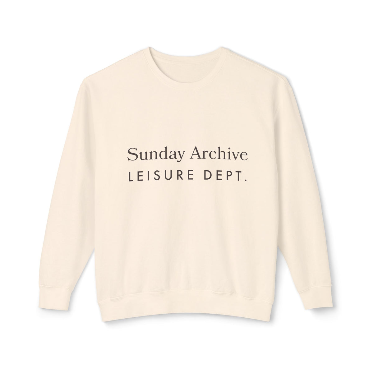 Leisure Department Crewneck in ivory, front flat lay