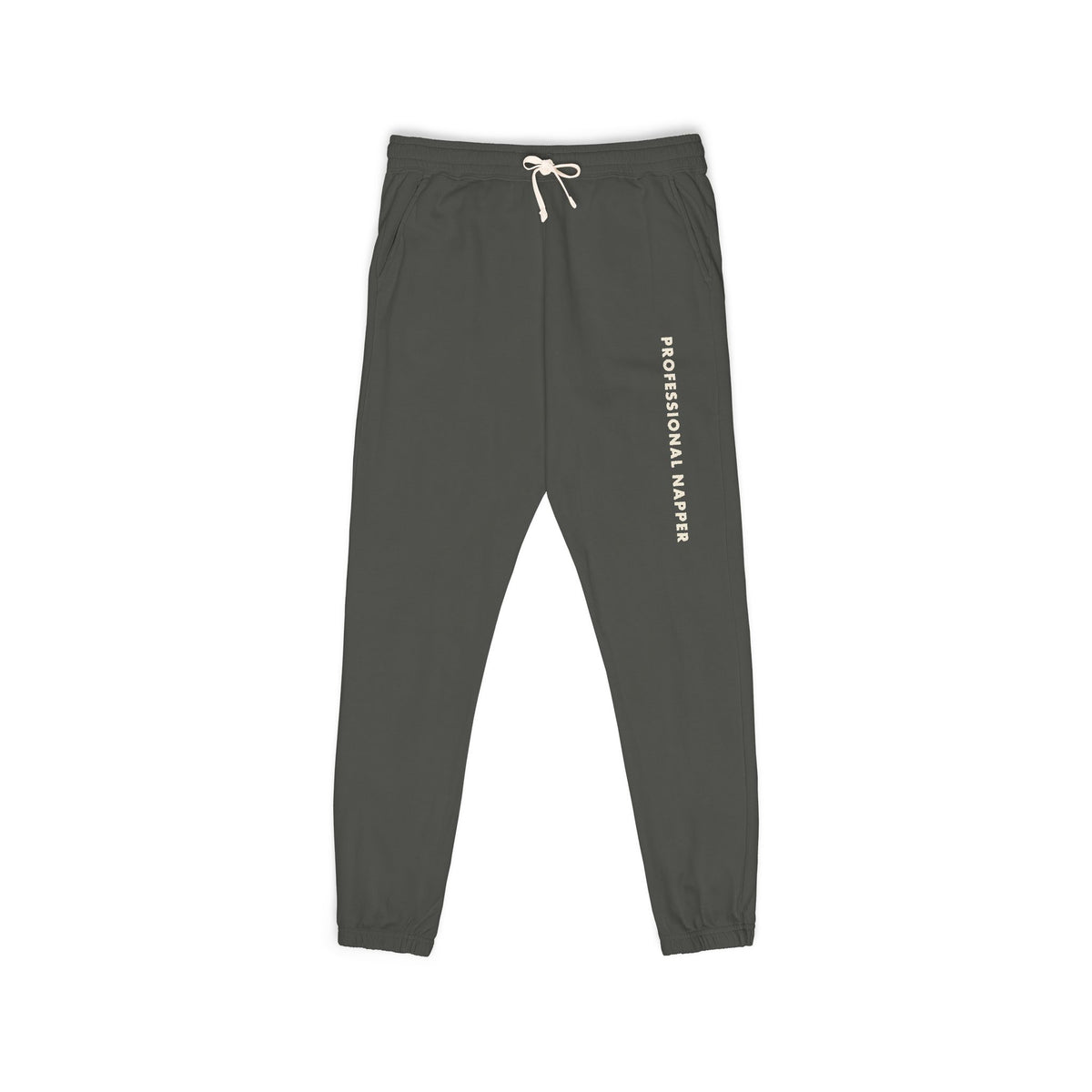 Professional Napper Joggers in pepper, front flat lay showing the leg print